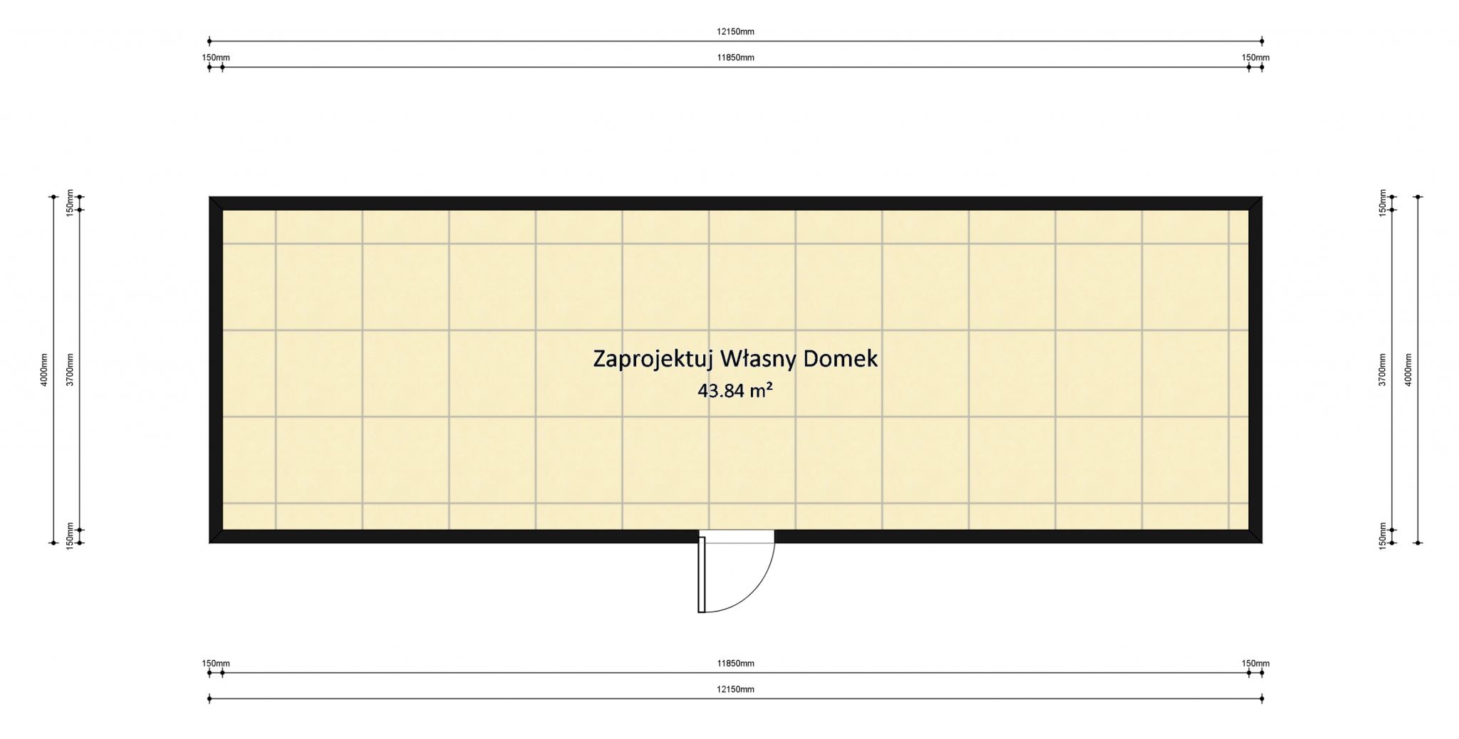 domek mobilny 4m x 12m do własnego zaplanowania