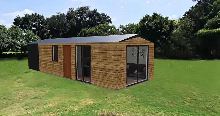domek mobilny 3.5m x 10m widok z zewnątrz