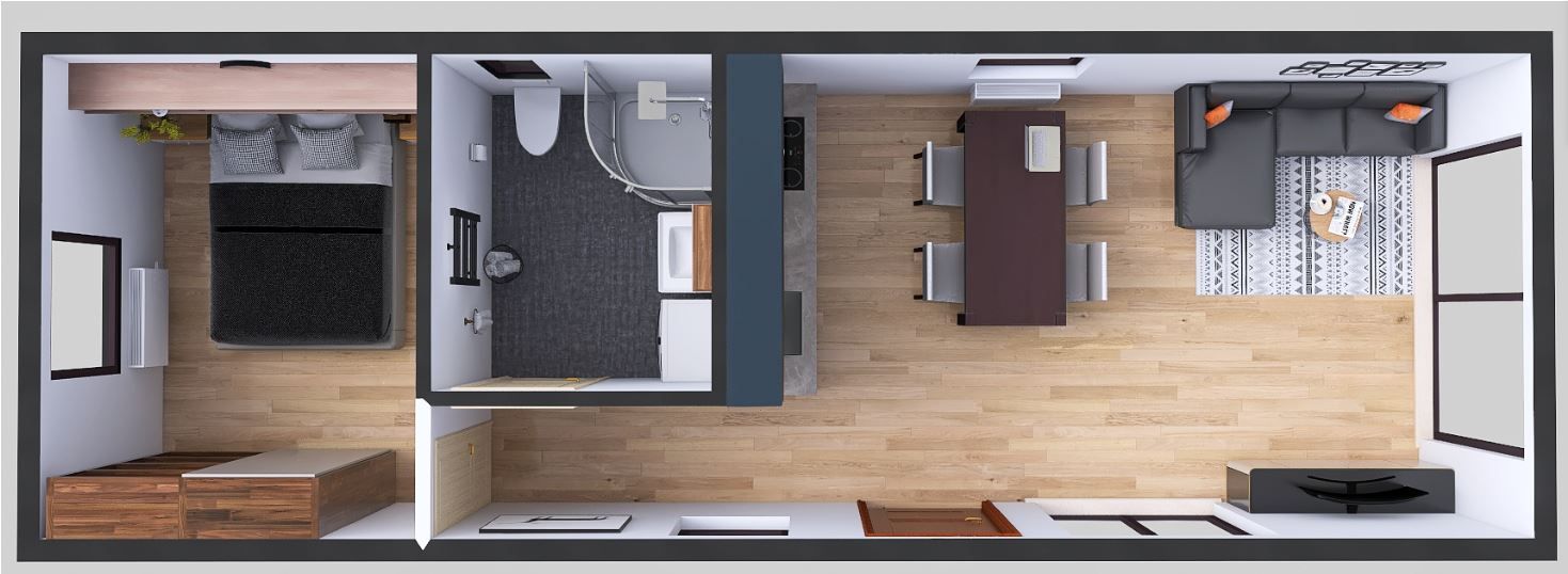 Domek Mobilny Optima 3.5x10 Wariant B - Plan Wizualizacja<br />
