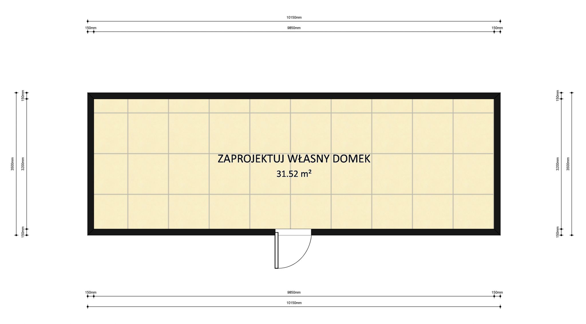 domek mobilny 3.5m x 10m do własnego zaplanowania