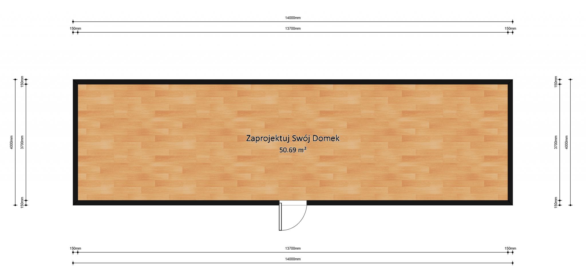 domek mobilny 4m x 14m do własnego zaplanowania